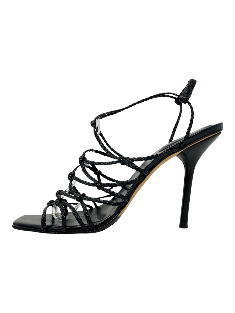 Gucci Black Strappy Heels Braided Leather Sandals 8.5B Y2K Tom Ford